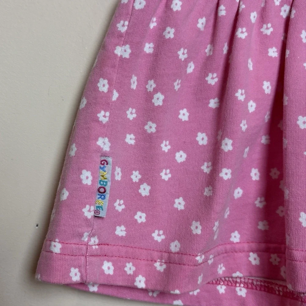 Vintage 1996 Gymboree Flower Party Dress Pink Floral Rainbow Tag Size Small 18M
